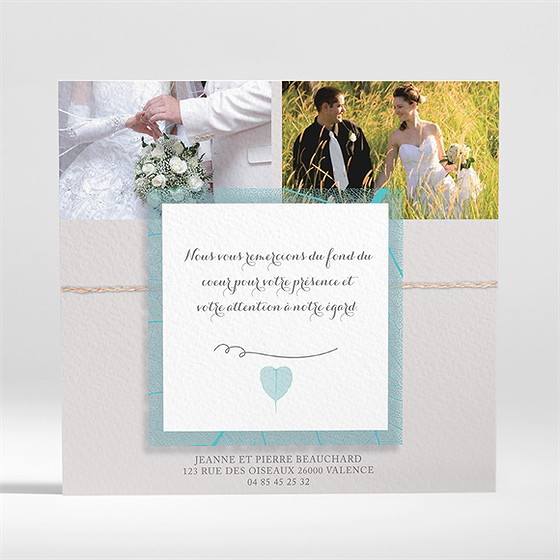 Remerciement mariage campagne chic