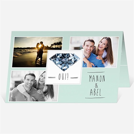 Faire-part mariage romance à deux avec photos