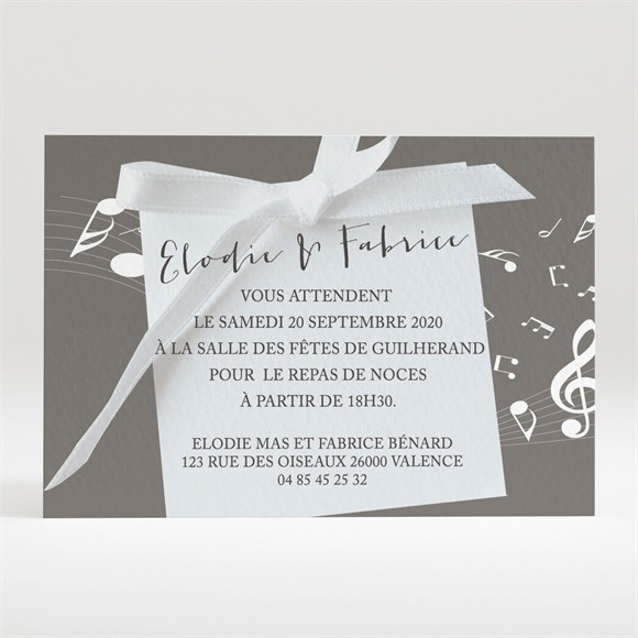 Carton d'invitation mariage Notre Belle Mélodie réf.N120236