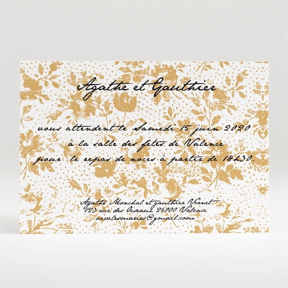 Carton d'invitation mariage Jolis motifs végétaux réf.N120238