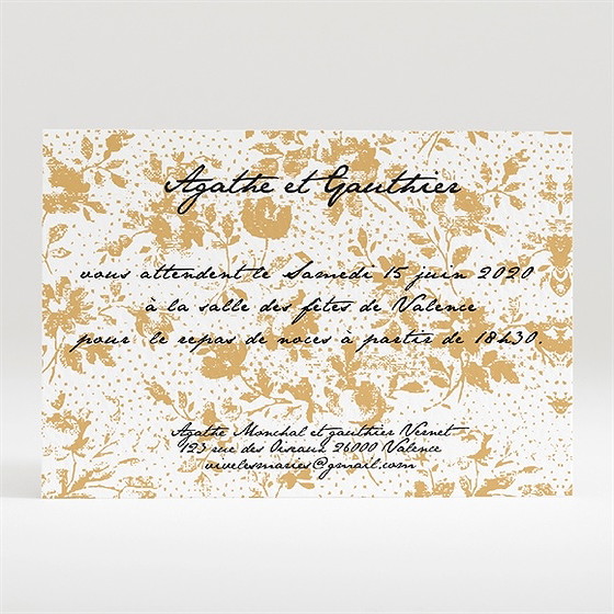 Carton d'invitation mariage jolis motifs végétaux