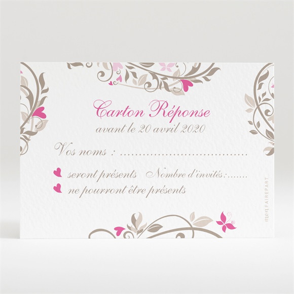 Carton réponse mariage Coeur arabesque réf.N120241