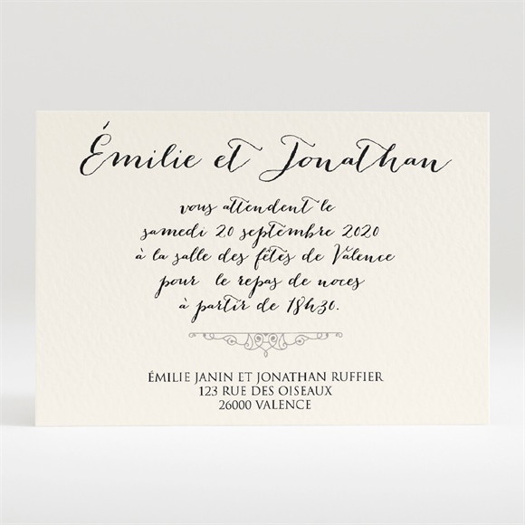 Carton d'invitation mariage Nous deux réf.N120243