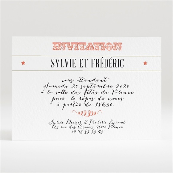 Carton d'invitation mariage Vintage & original réf.N120247