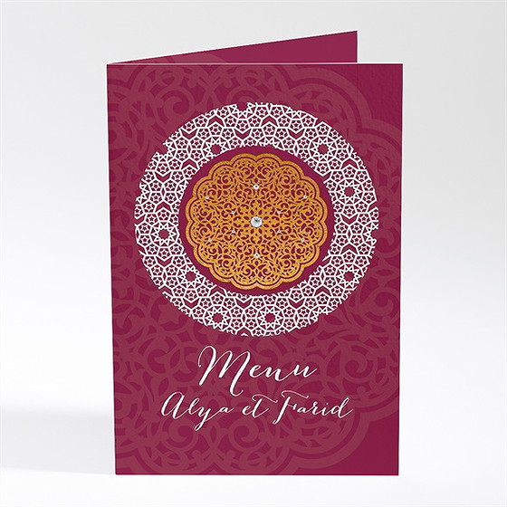 Menu mariage motifs et diamants