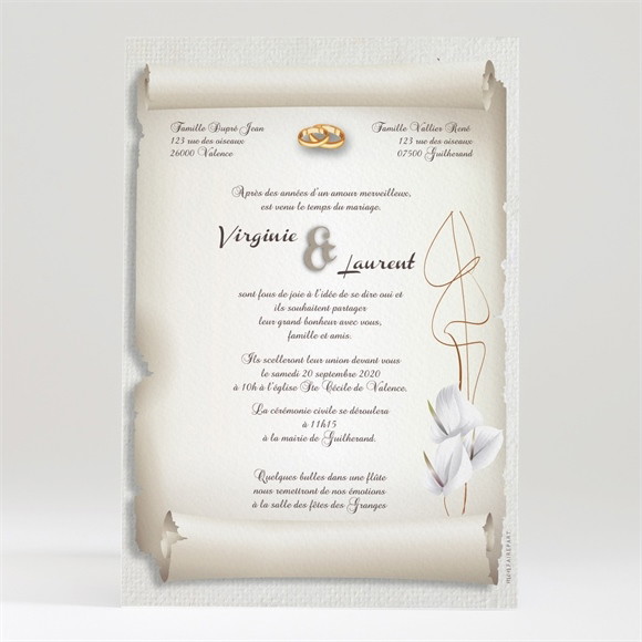 Faire-part mariage Notre Parchemin réf.N24017