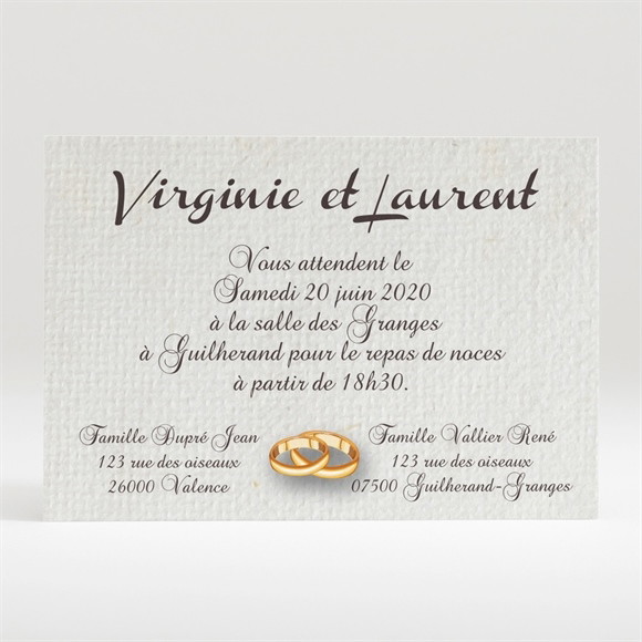 Carton d'invitation mariage Notre Parchemin réf.N120254