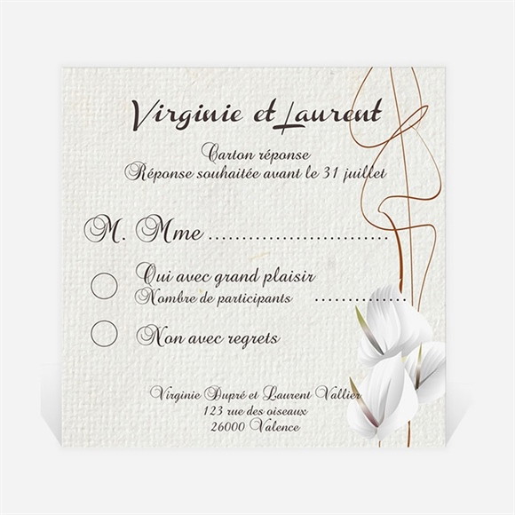 Carton réponse mariage Notre Parchemin réf.N300312