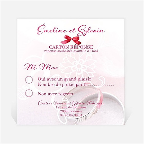 Carton réponse mariage pluie de fleurs