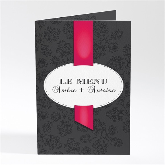 Menu mariage vintage noir et rouge réf.N401386