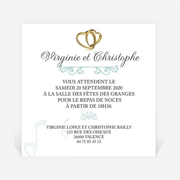 Carton d'invitation mariage Belle Sérénade réf.N300316