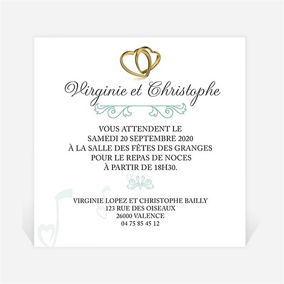 Carton d'invitation mariage belle sérénade