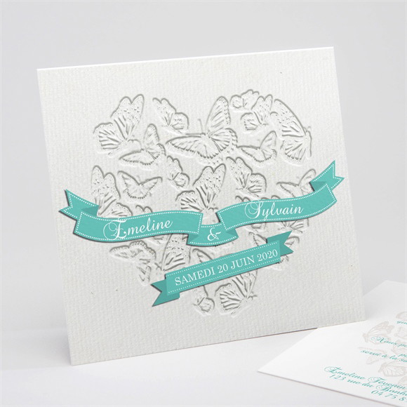 Faire-part mariage Joli coeur avec banderole réf.N31185