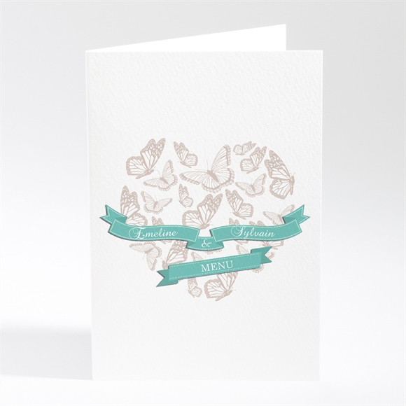 Menu mariage Joli coeur avec banderole réf.N401389