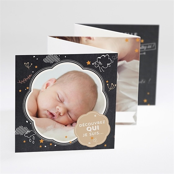 Faire-part naissance carte noire