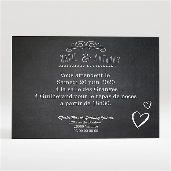 Carton d'invitation mariage photomaton et ardoise