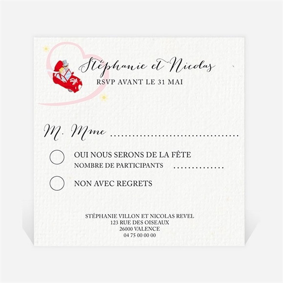 Carton réponse mariage En route vers notre Bonheur réf.N300322