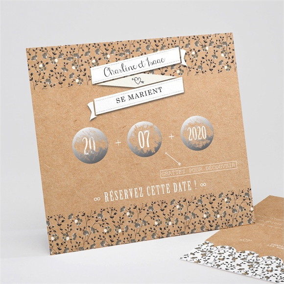 Faire-part mariage Retro chic Liberty réf.N31193