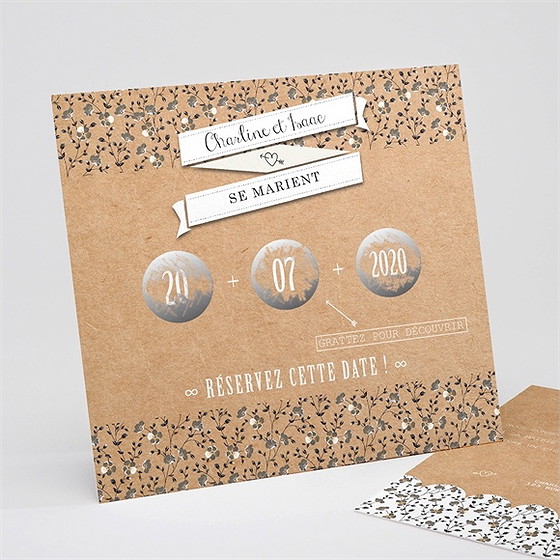 Faire-part mariage retro chic liberty