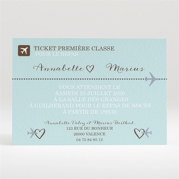 Carton d'invitation mariage Ticket première classe réf.N120269