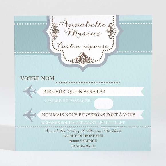 Carton réponse mariage Ticket première classe réf.N300329
