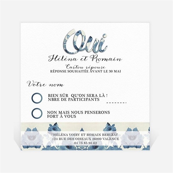 Carton réponse mariage Étiquettes trompe l'oeil réf.N300331