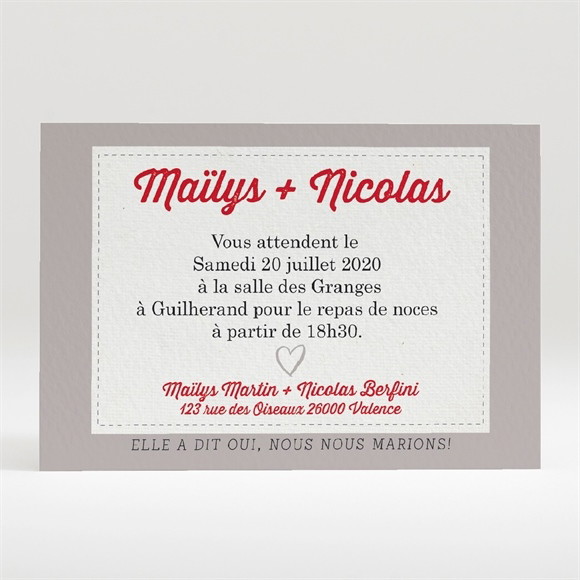 Carton d'invitation mariage Gris moderne réf.N120272
