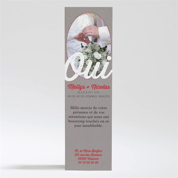 Remerciement mariage Gris moderne réf.N200299