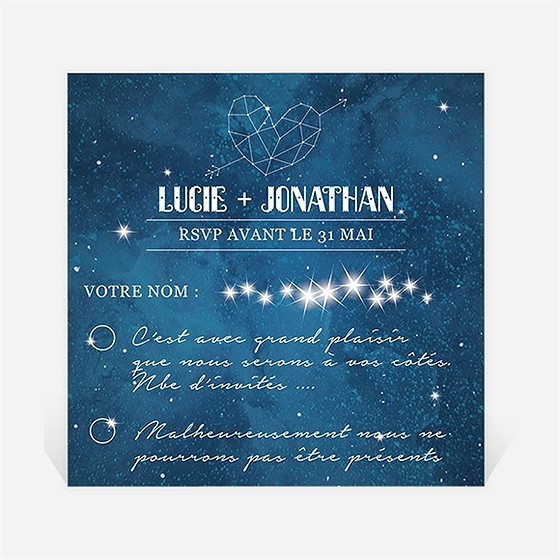 Carton réponse mariage univers amour