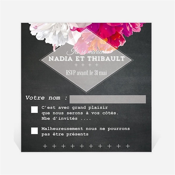 Carton réponse mariage Fleurs modernes réf.N300334