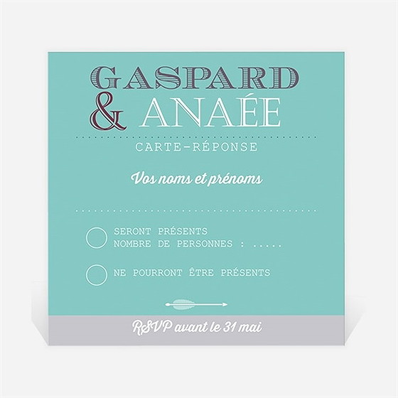 Carton réponse mariage motifs et jeu typographique