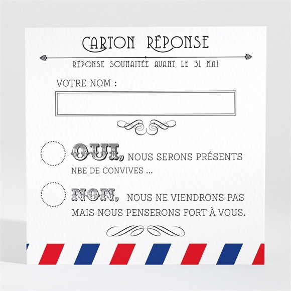 Carton réponse mariage Destination bonheur réf.N300337