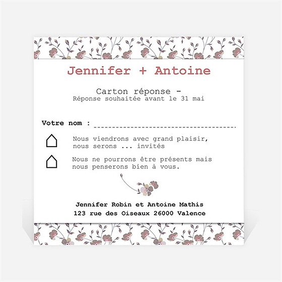 Carton réponse mariage liberty romantique