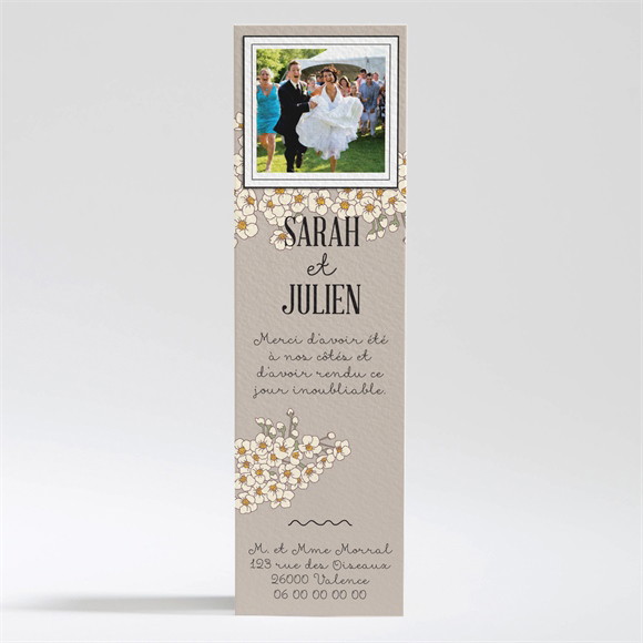 Remerciement mariage classique sobre et simple réf.N200301