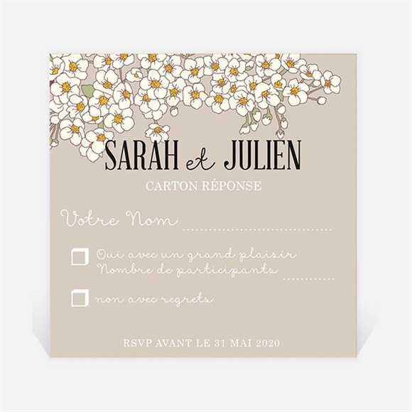 Carton réponse mariage classique sobre et simple réf.N300339