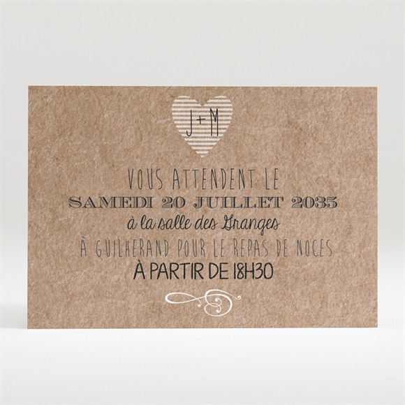 Carton d'invitation mariage Kraft en folie réf.N120280