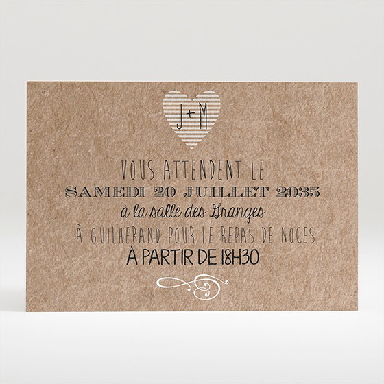 Carton d'invitation mariage kraft en folie