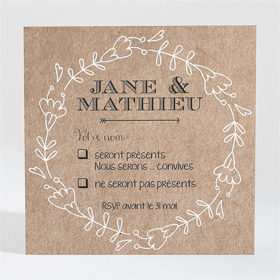 Carton réponse mariage kraft en folie