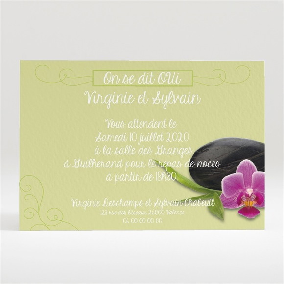 Carton d'invitation mariage Zen et Naturel réf.N120281