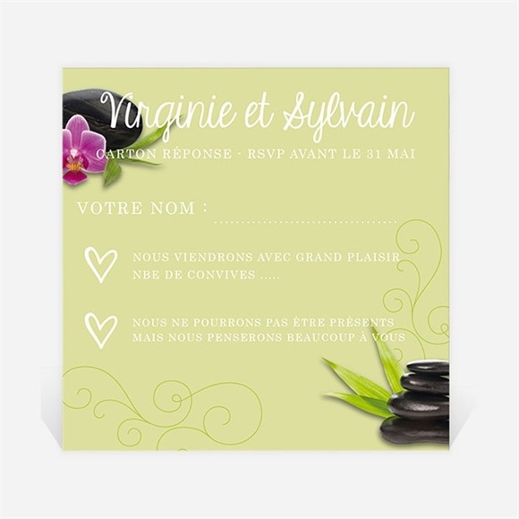 Carton réponse mariage Zen et Naturel réf.N300341