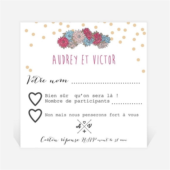 Carton réponse mariage Tendance et délicat réf.N300342