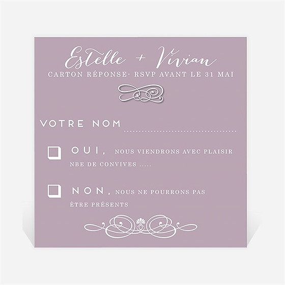 Carton réponse mariage décoration florale