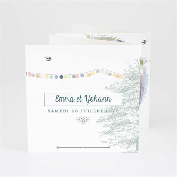 Faire-part mariage Guirlande de pastels réf.N83002