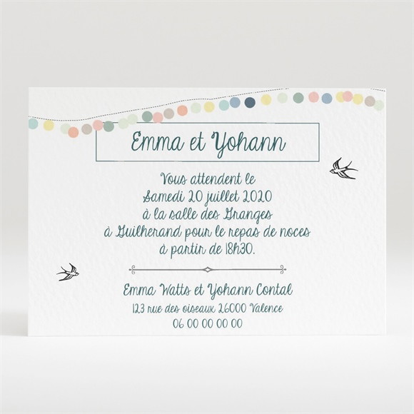 Carton d'invitation mariage Guirlande de pastels réf.N120286