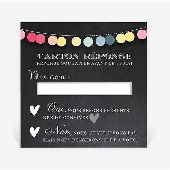 Carton réponse mariage Ardoise créative réf.N300347