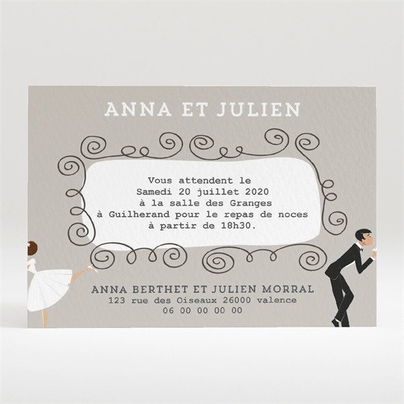 Carton d'invitation mariage Humour et romantisme réf.N120288