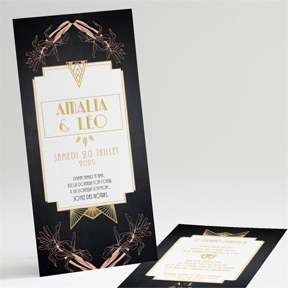 Faire-part mariage Art deco ardoise réf.N22121