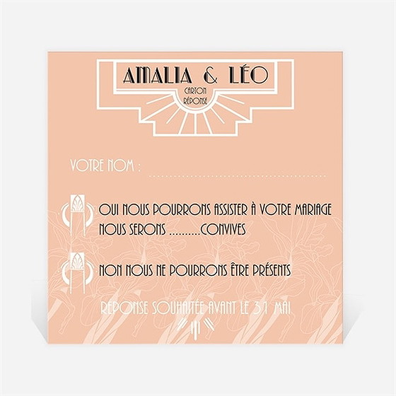 Carton réponse mariage art deco ardoise