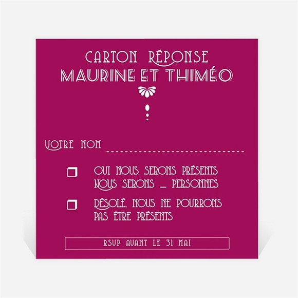 Carton réponse mariage Contraste des couleurs réf.N300349