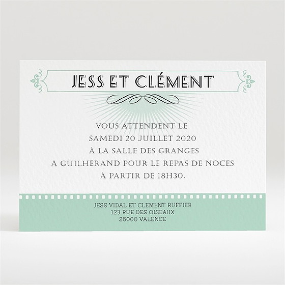 Carton d'invitation mariage ticket cinema